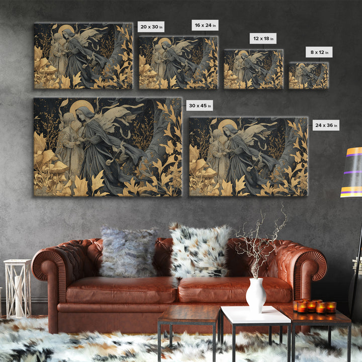Enchanted Woodland Halloween, Symbolist Death Art, Landscape Wall Art, Dark Halloween Decor, Canvas Print, Halloween Wall Art
