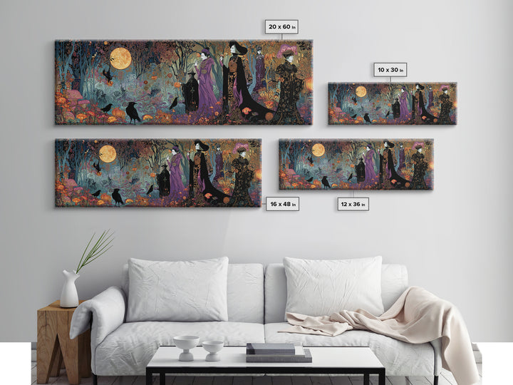 Enchanted Woodland Halloween, Stained Glass Gothic Art, Extra Wide Wall Art, Gothic Horror Wall Art, Canvas Print, Halloween Wall Art