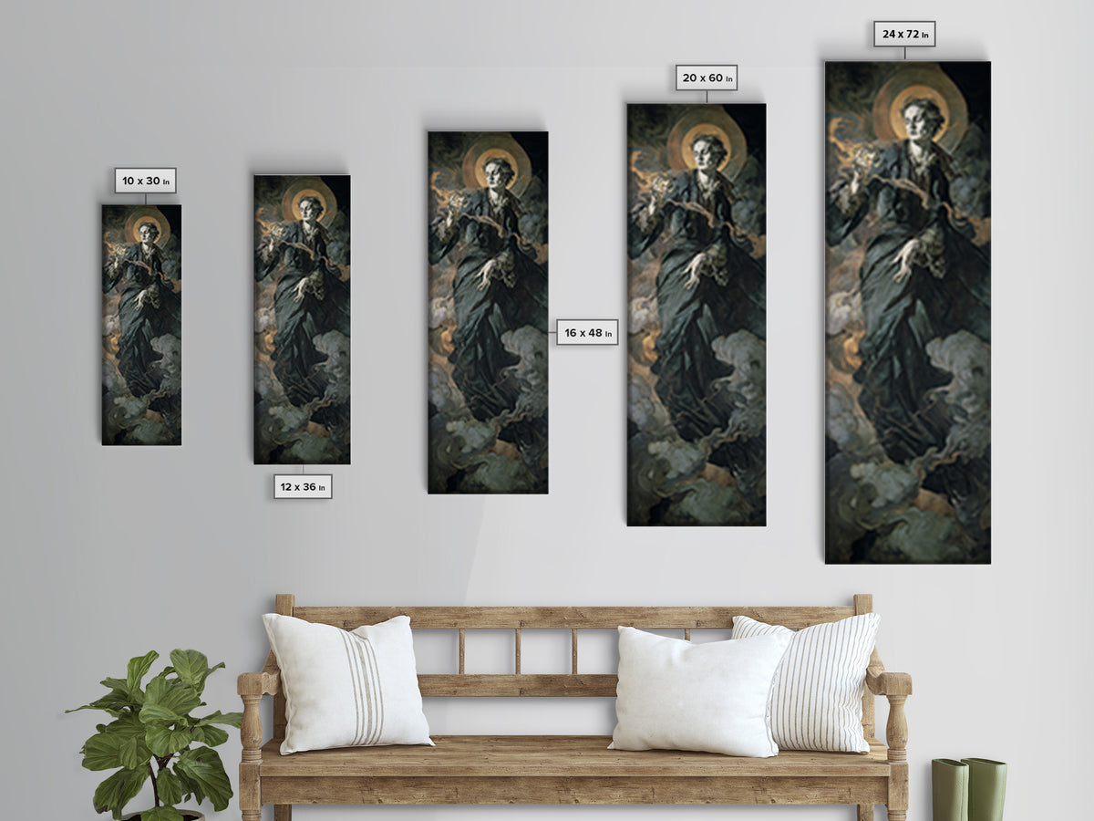 Gothic Romance, Dark Renaissance Art, Tall Narrow Wall Art, Macabre Wall Art, Framed Canvas Print, Halloween Wall Art
