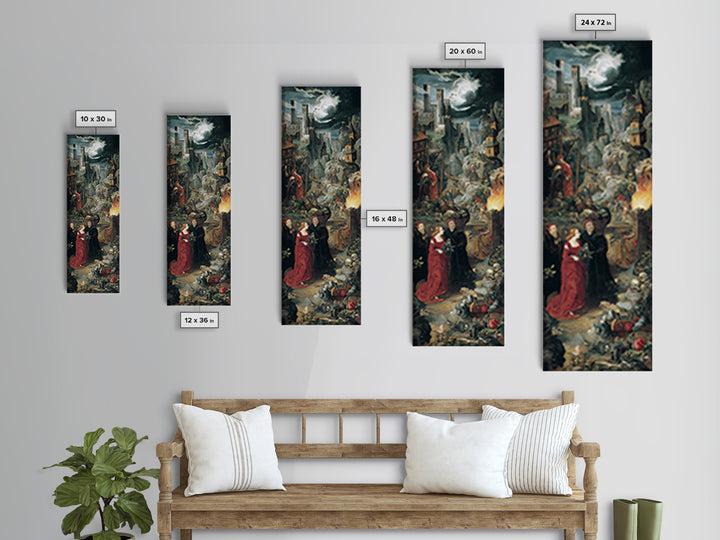 Gothic Romance, Danse Macabre Art, Tall Narrow Wall Art, Gothic Horror Wall Art, Framed Canvas Print, Halloween Wall Art