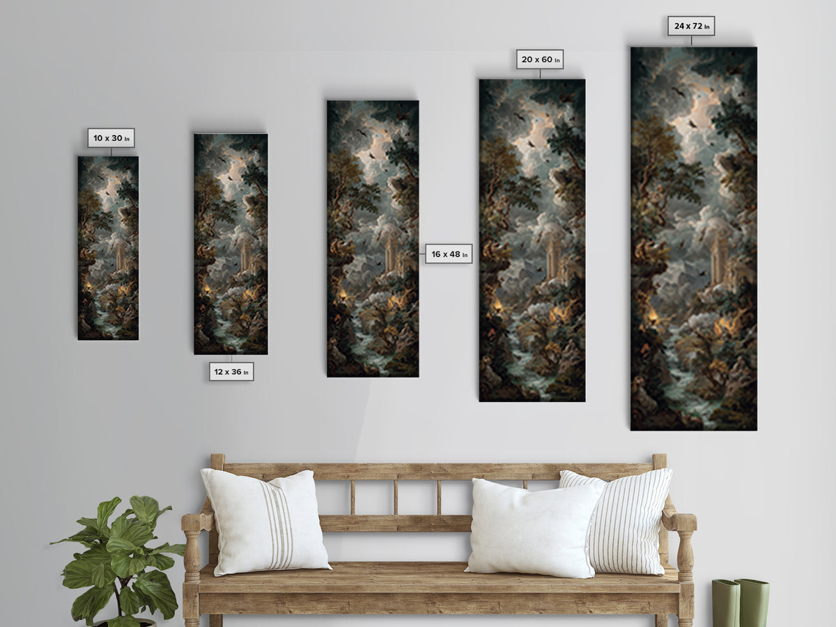 Gothic Romance, Baroque Witchcraft Art, Tall Narrow Wall Art, Macabre Wall Art, Canvas Print, Halloween Wall Art, Spooky Wall Decor