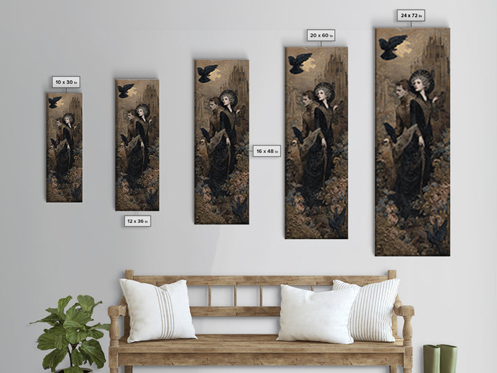 Gothic Romance, Ornate Symbolist Art, Tall Narrow Wall Art, Gothic Horror Wall Art, Canvas Print, Halloween Wall Art