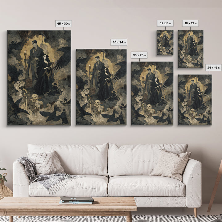 Gothic Romance, Dark Symbolist Art, Vertical Wall Art, Dark Halloween Decor, Canvas Print, Halloween Wall Art, Gothic Home Decor
