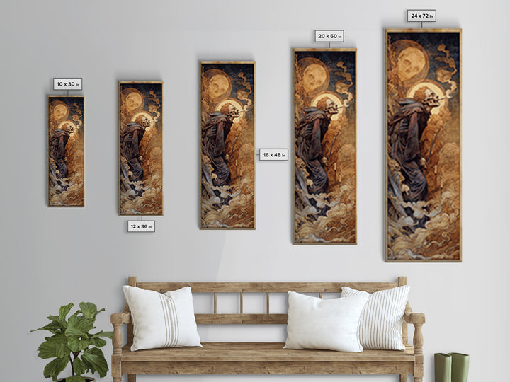 Haunted Seaside Halloween, Dark Renaissance Art, Tall Narrow Wall Art, Dark Halloween Decor, Framed Canvas Print