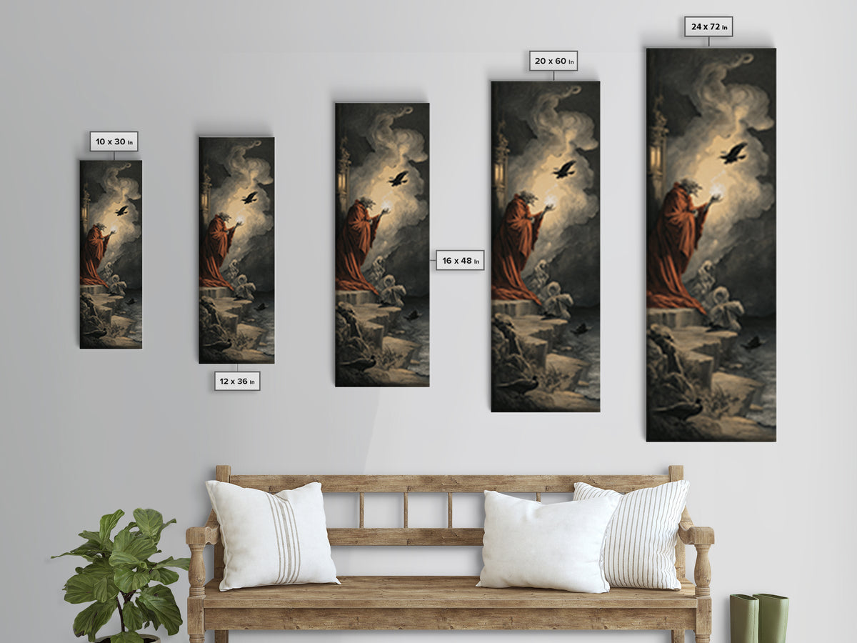 Haunted Seaside Halloween, Gothic Nightmare Art, Tall Narrow Wall Art, Macabre Wall Art, Canvas Print, Halloween Wall Art
