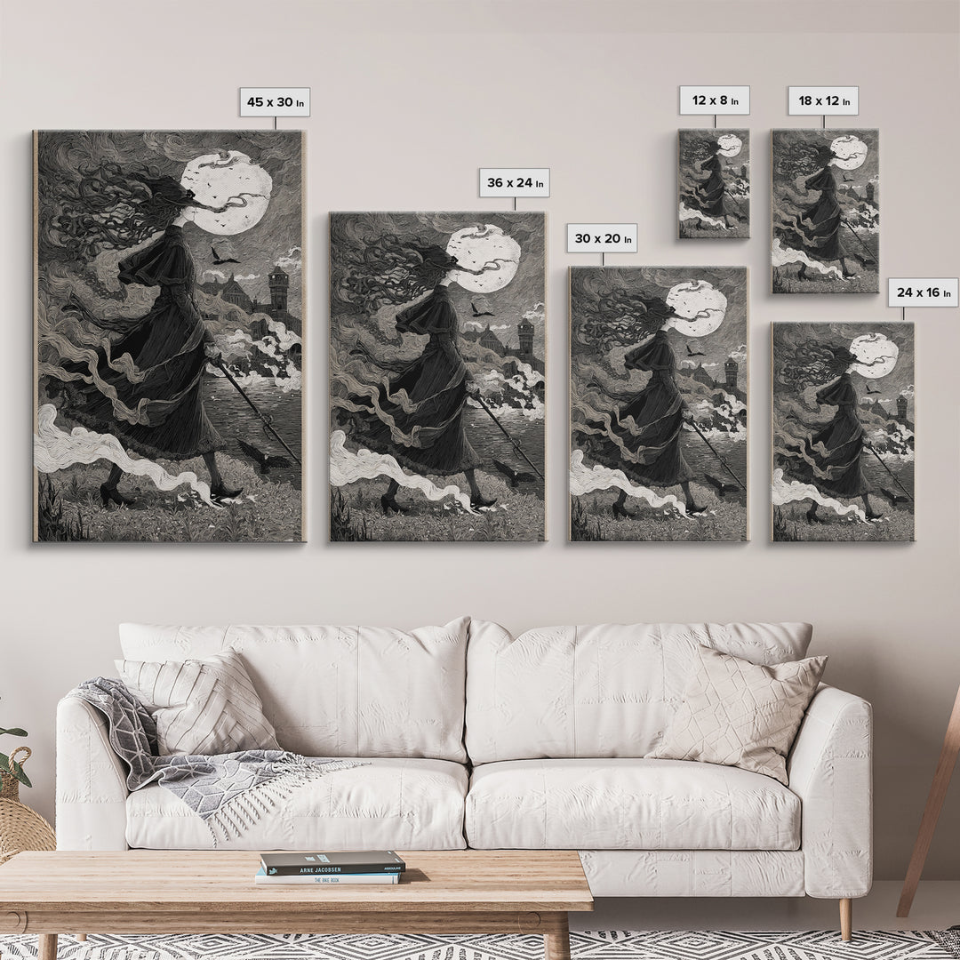 Haunted Seaside Halloween, Victorian Macabre Art, Vertical Wall Art, Dark Halloween Decor, Canvas Print, Halloween Wall Art