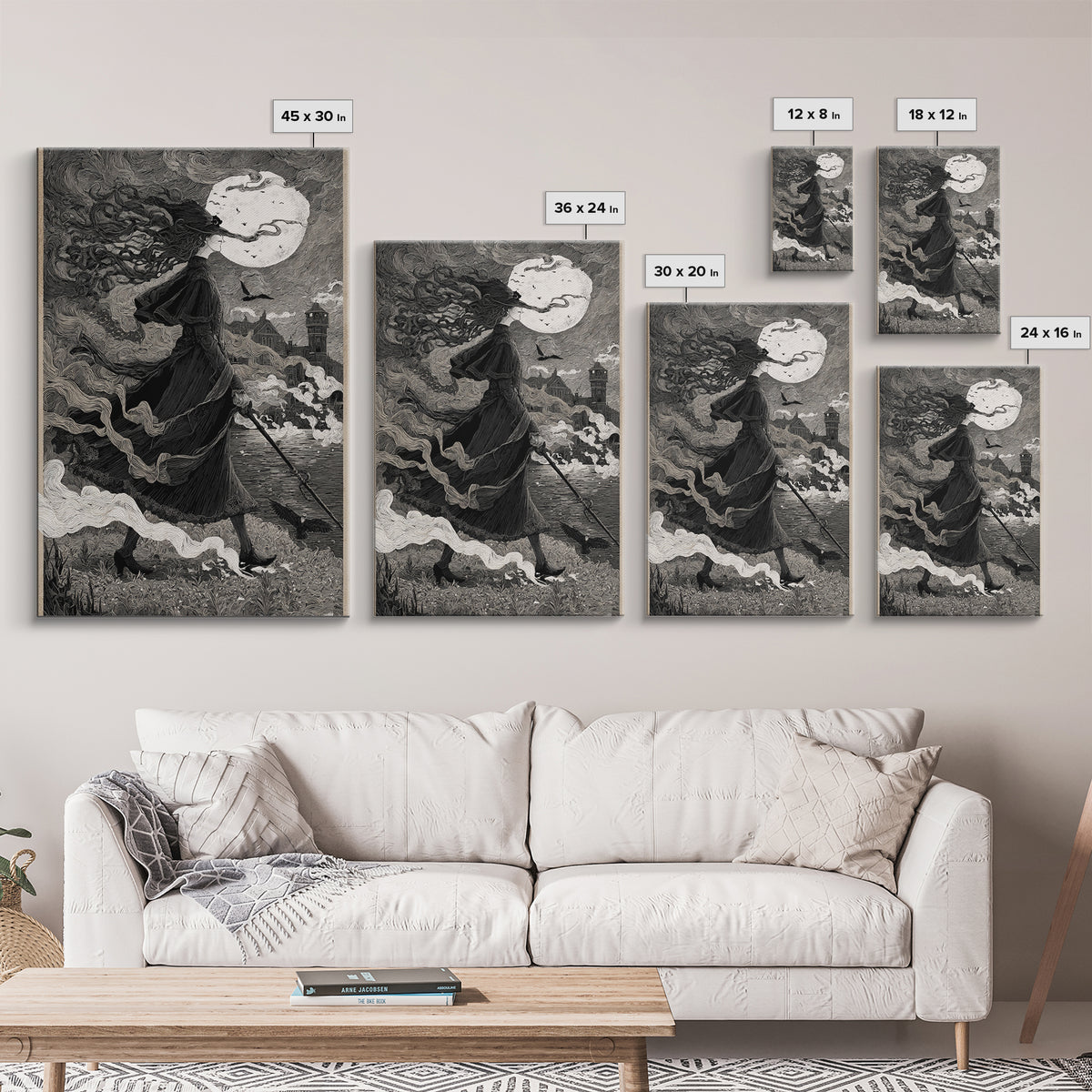 Haunted Seaside Halloween, Victorian Macabre Art, Vertical Wall Art, Dark Halloween Decor, Canvas Print, Halloween Wall Art