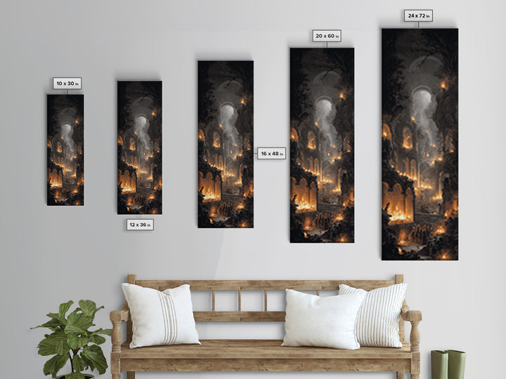 The Candlelit Crypt, Baroque Witchcraft Art, Tall Narrow Wall Art, Macabre Wall Art, Canvas Print, Halloween Wall Art, Halloween Decor