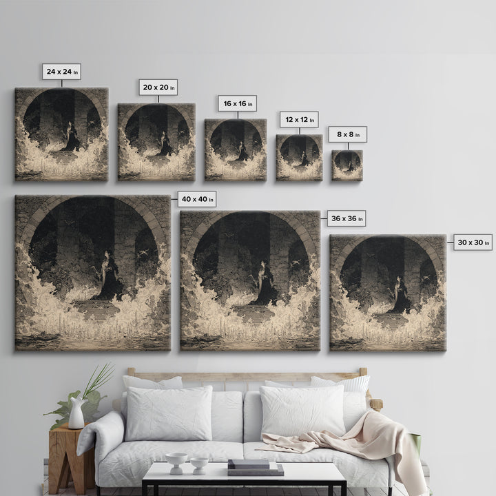 The Candlelit Crypt, Decadent Gothic Art, Square Wall Art, Macabre Wall Art, Canvas Print, Halloween Wall Art, Statement Wall Art
