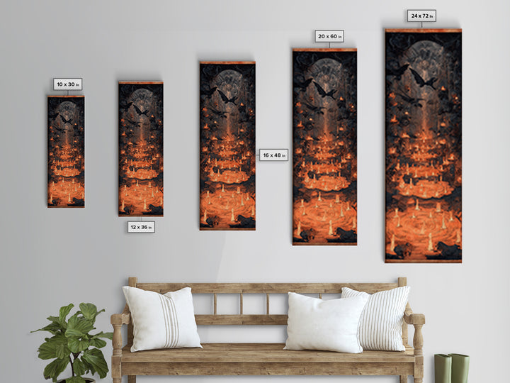 The Candlelit Crypt, Expressionist Gothic Art, Tall Narrow Wall Art, Macabre Wall Art, Canvas Print, Halloween Wall Art, Statement Wall Art
