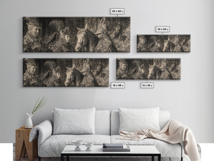 Black Lace And Cobwebs, Renaissance Engraving Art, Extra Wide Wall Art, Gothic Horror Wall Art, Framed Canvas Print, Halloween Wall Art