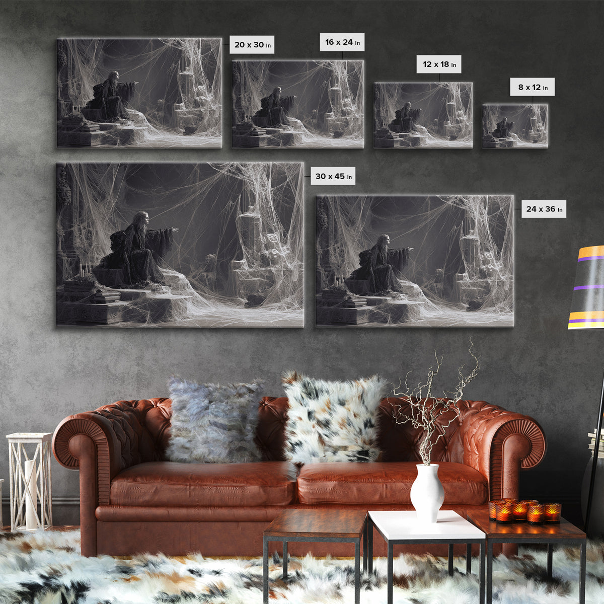 Black Lace And Cobwebs, Baroque Witchcraft Art, Landscape Wall Art, Dark Fantasy Wall Art, Canvas Print, Halloween Wall Art