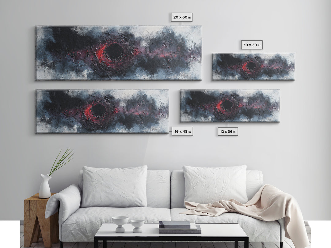 Deep Charcoal Abstract Canvas Print, Dark Art, Gothic Wall Art, Living Room Decor, Nocturne, Spooky Decor, Gallery Decor, DAR-3x1-13