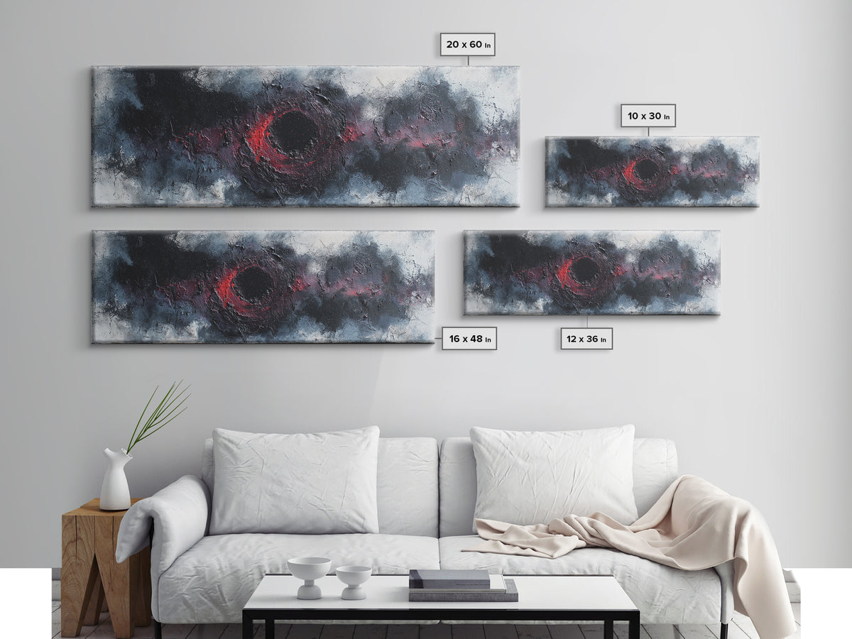 Deep Charcoal Abstract Canvas Print, Dark Art, Gothic Wall Art, Living Room Decor, Nocturne, Spooky Decor, Gallery Decor, DAR-3x1-13