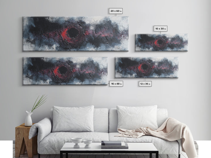 Deep Charcoal Abstract Canvas Print, Dark Art, Gothic Wall Art, Living Room Decor, Nocturne, Spooky Decor, Gallery Decor, DAR-3x1-13