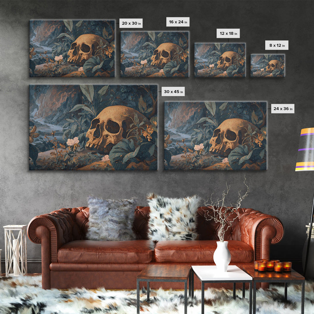 Skeletal Botanicals, Romantic Gothic Landscape, Landscape Wall Art, Gothic Horror Wall Art, Framed Canvas Print, Dark Fantasy Art