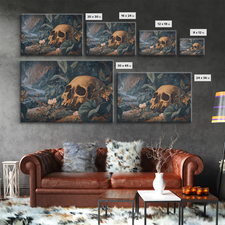 Skeletal Botanicals, Romantic Gothic Landscape, Landscape Wall Art, Gothic Horror Wall Art, Framed Canvas Print, Dark Fantasy Art