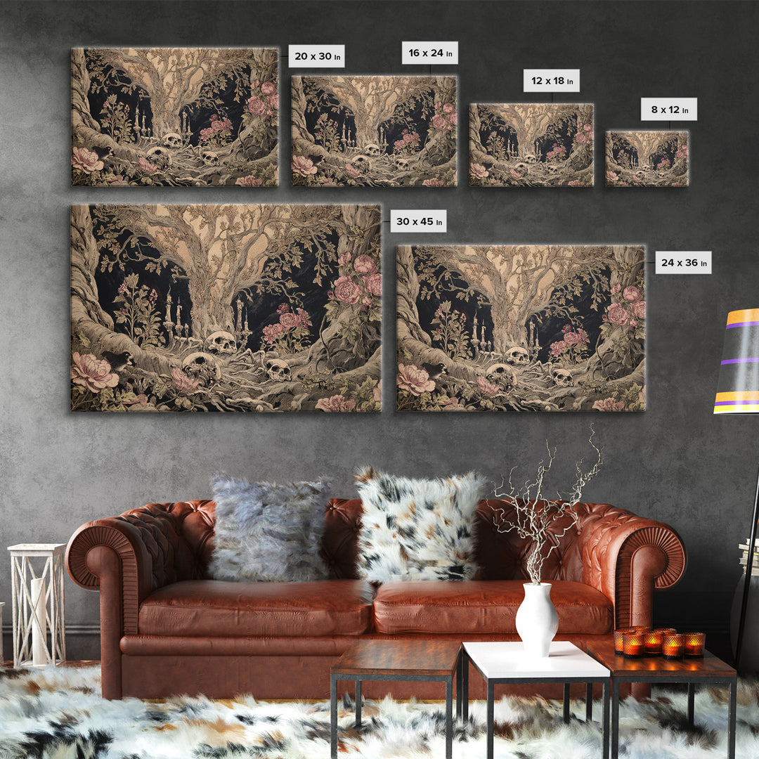 Skeletal Botanicals, Expressionist Nightmare Art, Landscape Wall Art, Macabre Wall Art, Canvas Print, Halloween Wall Art, Gothic Home Decor