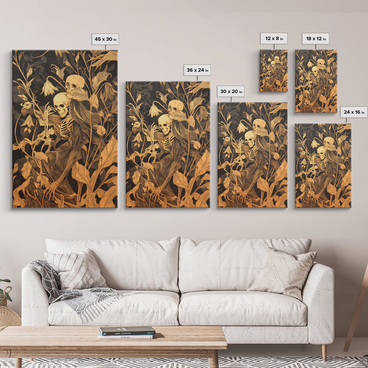 Skeletal Botanicals, Expressionist Gothic Art, Vertical Wall Art, Gothic Horror Wall Art, Canvas Print, Halloween Wall Art