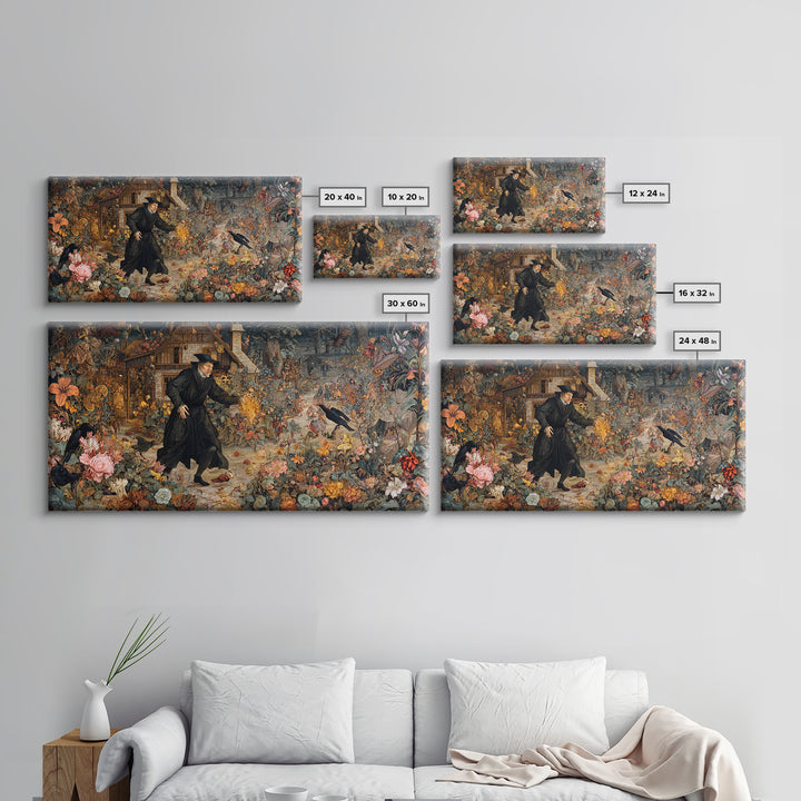 The Poison Garden, Northern Renaissance Horror, Wide Panoramic Art, Dark Fantasy Wall Art, Canvas Print, Halloween Wall Art