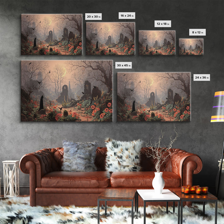 The Poison Garden, Romantic Gothic Landscape, Landscape Wall Art, Macabre Wall Art, Framed Canvas Print, Halloween Wall Art