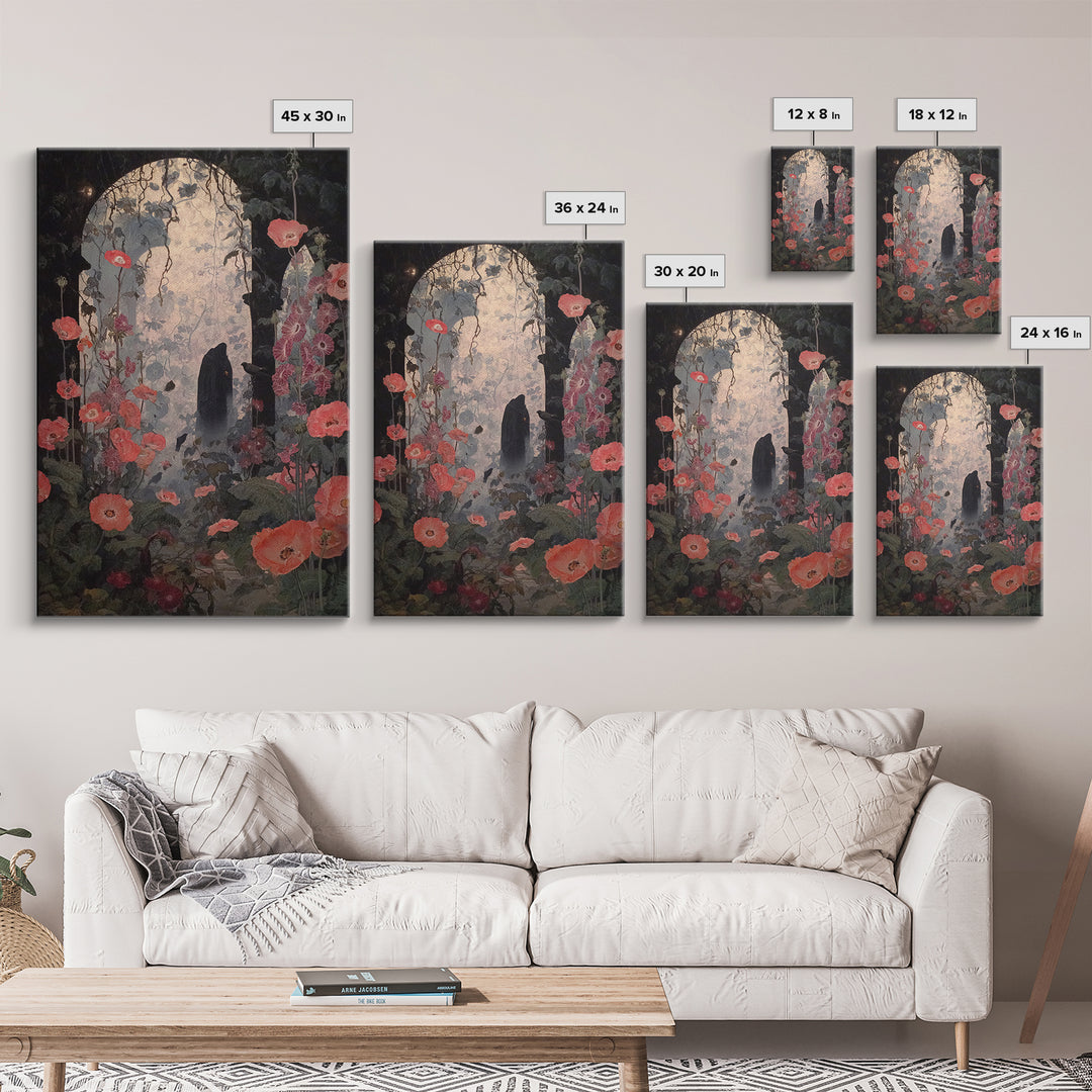 The Poison Garden, Symbolist Dream Art, Vertical Wall Art, Gothic Horror Wall Art, Framed Canvas Print, Halloween Wall Art