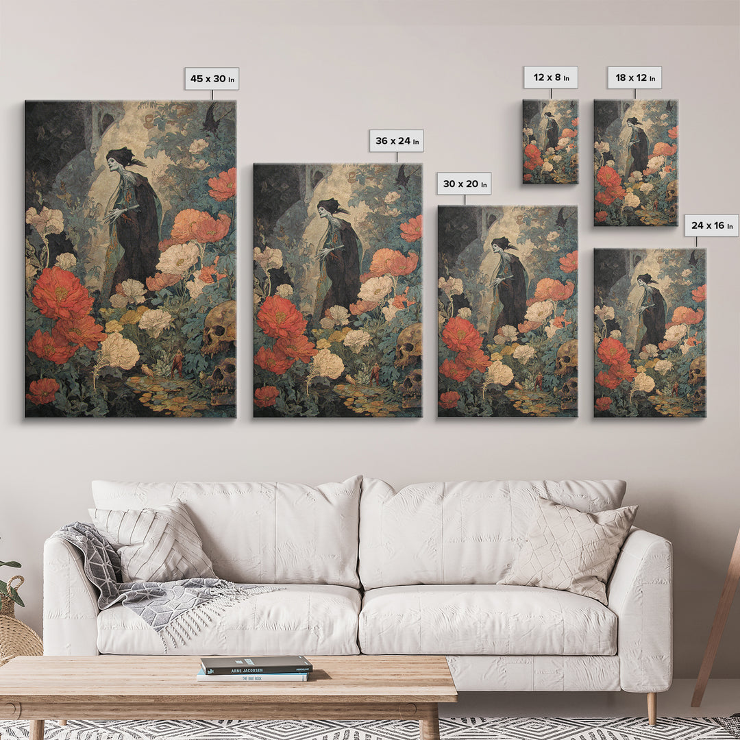 The Poison Garden, Decadent Gothic Art, Vertical Wall Art, Dark Fantasy Wall Art, Canvas Print, Halloween Wall Art, Gothic Home Decor