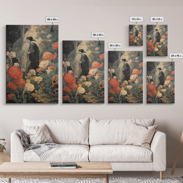 The Poison Garden, Decadent Gothic Art, Vertical Wall Art, Dark Fantasy Wall Art, Canvas Print, Halloween Wall Art, Gothic Home Decor