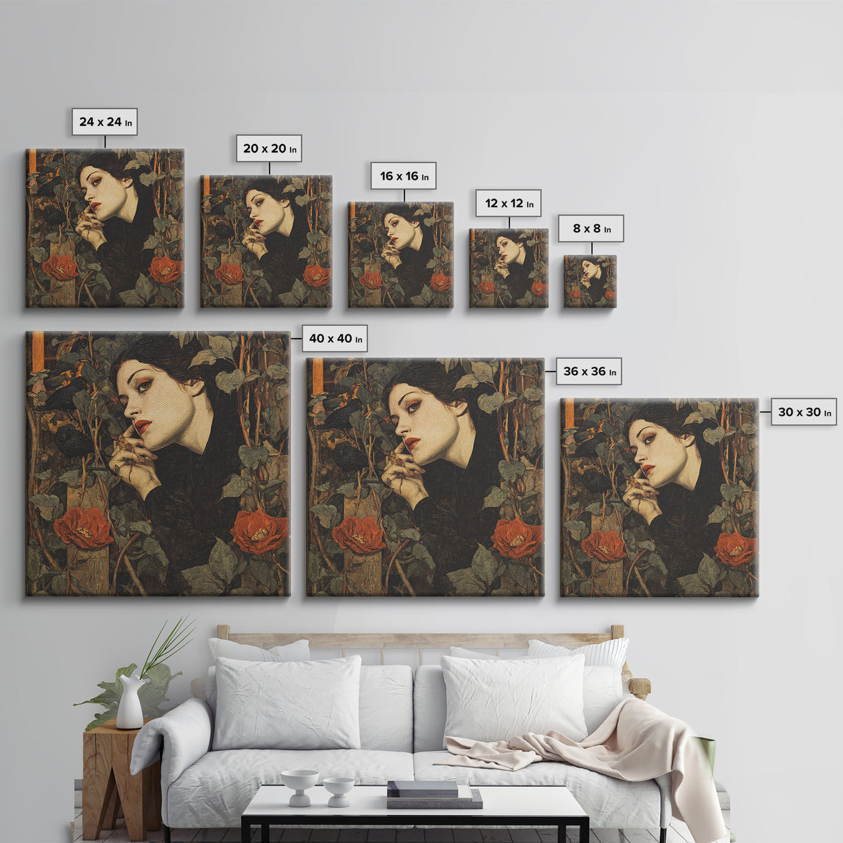 The Poison Garden, Dark Symbolist Art, Square Wall Art, Dark Halloween Decor, Canvas Print, Halloween Wall Art, Gothic Home Decor