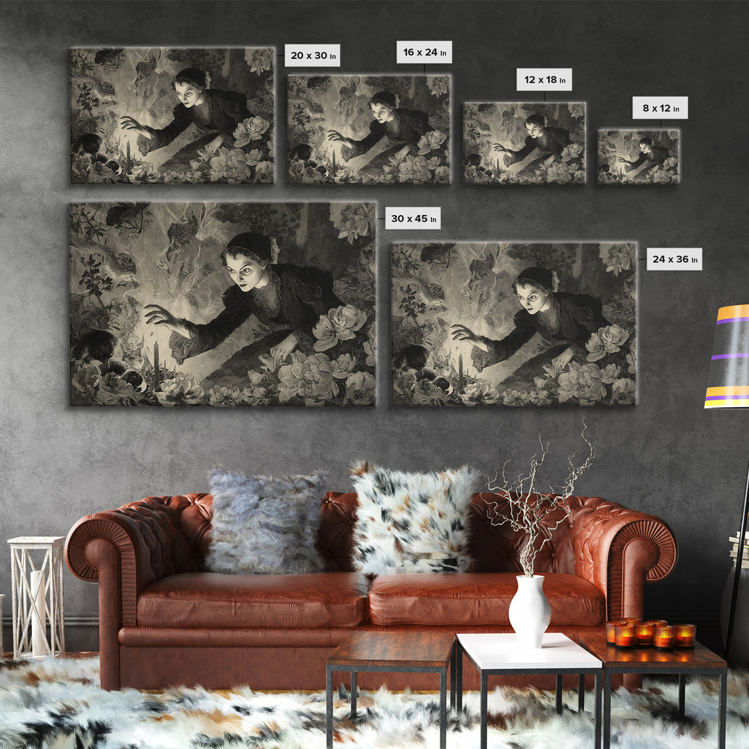 The Poison Garden, Expressionist Nightmare Art, Landscape Wall Art, Dark Fantasy Wall Art, Canvas Print, Halloween Wall Art