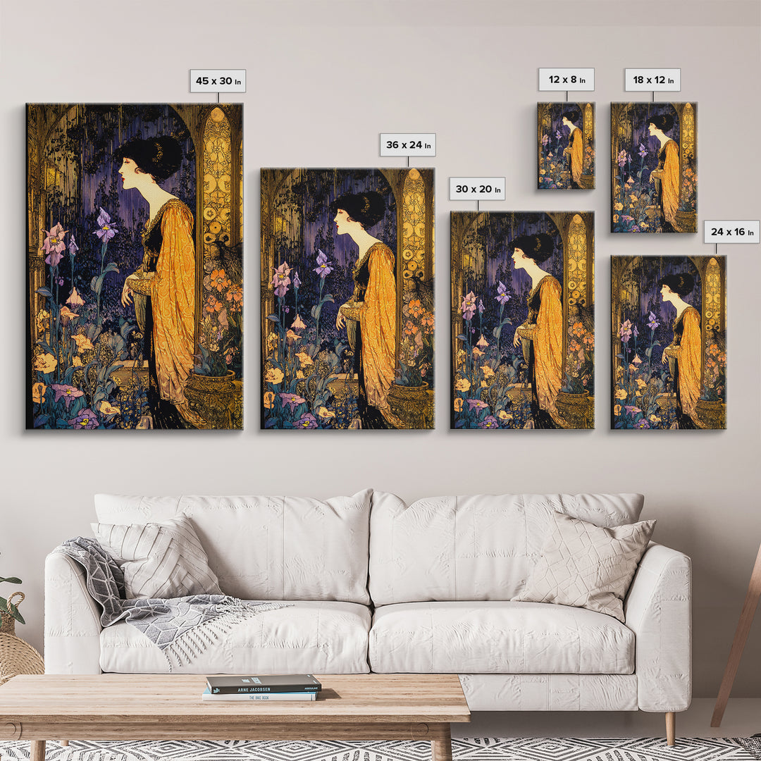 The Poison Garden, Stained Glass Gothic Art, Vertical Wall Art, Macabre Wall Art, Framed Canvas Print, Halloween Wall Art