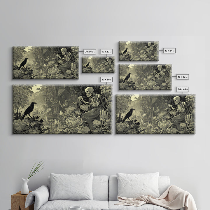 The Poison Garden, Macabre Folk Print Art, Wide Panoramic Art, Macabre Wall Art, Canvas Print, Halloween Wall Art