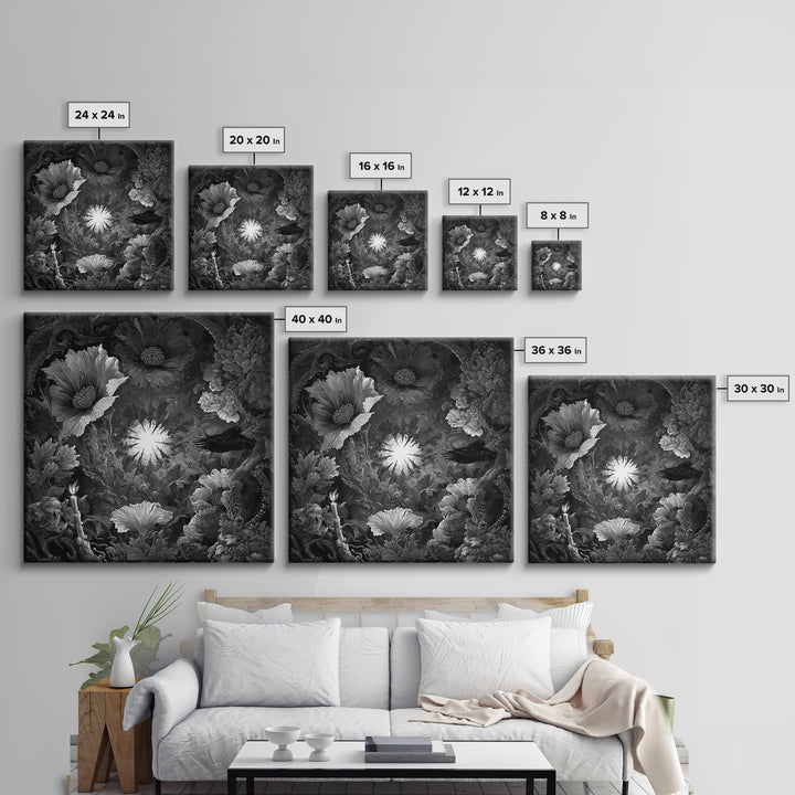 The Poison Garden, Biomechanical Horror Art, Square Wall Art, Dark Halloween Decor, Canvas Print, Halloween Wall Art, Macabre Wall Art
