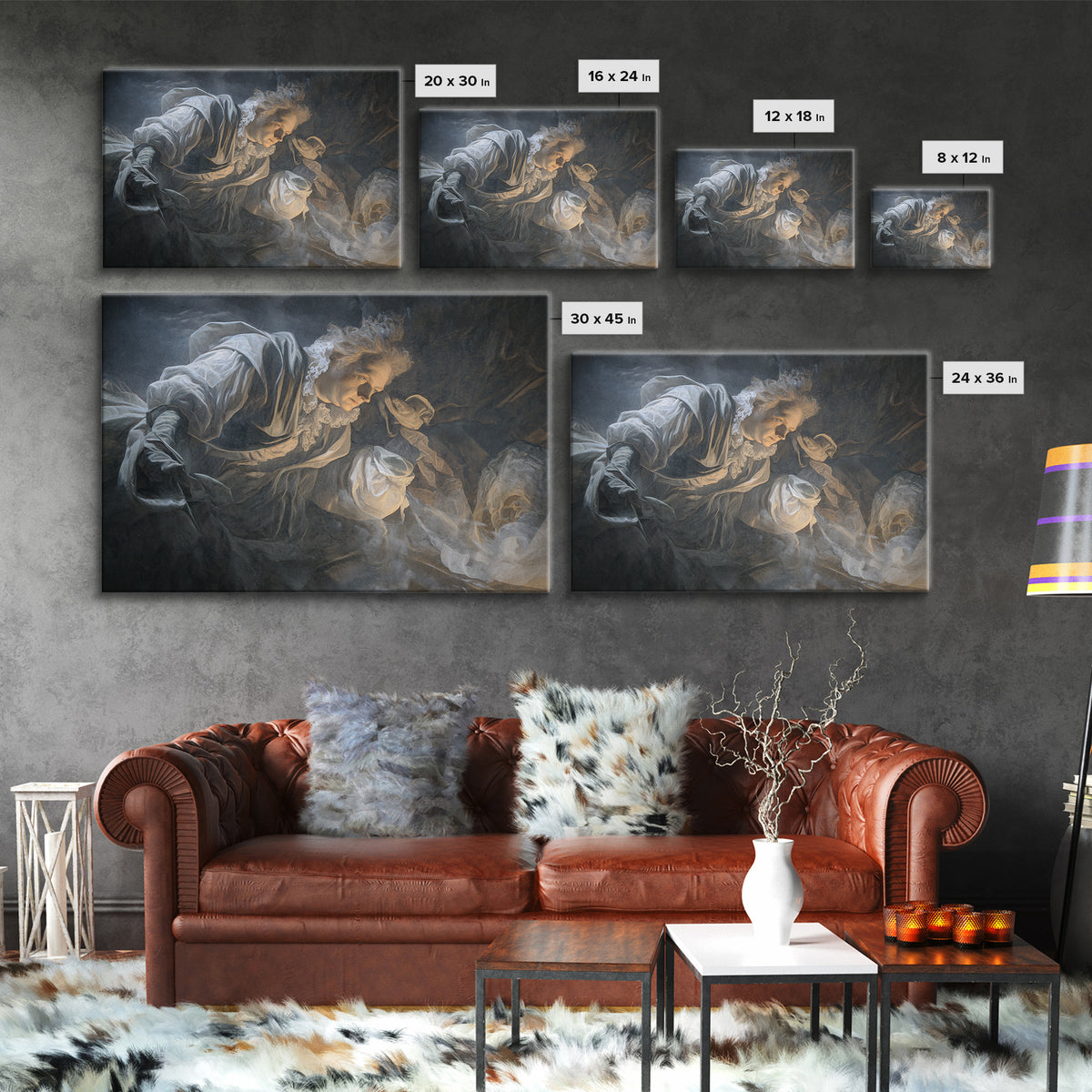 Frozen Halloween, Gothic Nightmare Art, Landscape Wall Art, Dark Fantasy Wall Art, Framed Canvas Print, Halloween Wall Art