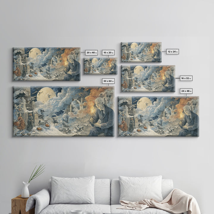 Frozen Halloween, Visionary Gothic Art, Wide Panoramic Art, Dark Fantasy Wall Art, Canvas Print, Halloween Wall Art, Dark Fantasy Art