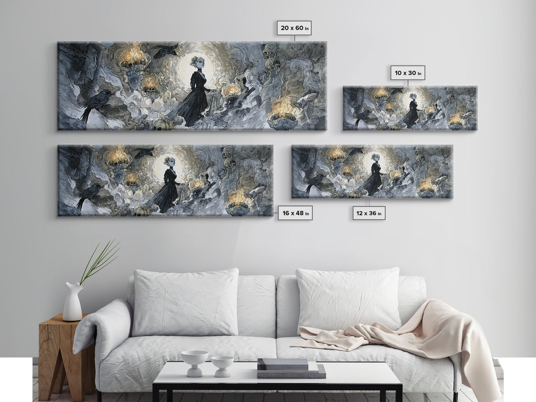 Frozen Halloween, Decadent Gothic Art, Extra Wide Wall Art, Macabre Wall Art, Framed Canvas Print, Halloween Wall Art