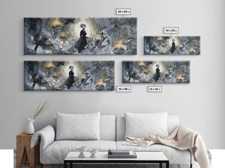 Frozen Halloween, Decadent Gothic Art, Extra Wide Wall Art, Macabre Wall Art, Framed Canvas Print, Halloween Wall Art