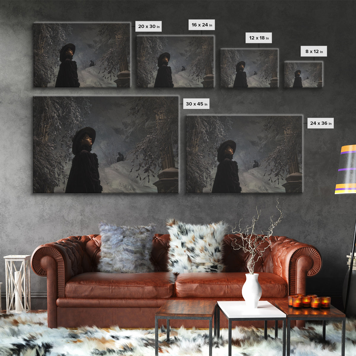 Frozen Halloween, Dark Symbolist Art, Landscape Wall Art, Gothic Horror Wall Art, Canvas Print, Halloween Wall Art