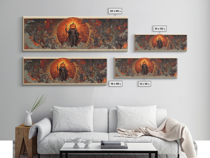 The Pumpkin Paladin, Visionary Gothic Art, Extra Wide Wall Art, Gothic Horror Wall Art, Canvas Print, Halloween Wall Art