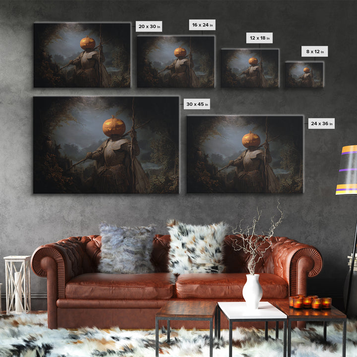 The Pumpkin Paladin, Romantic Gothic Landscape, Landscape Wall Art, Dark Fantasy Wall Art, Canvas Print, Halloween Wall Art