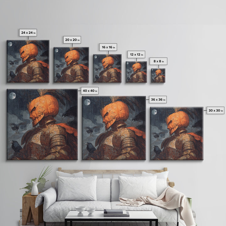 The Pumpkin Paladin, Decadent Gothic Art, Square Wall Art, Gothic Horror Wall Art, Framed Canvas Print, Halloween Wall Art