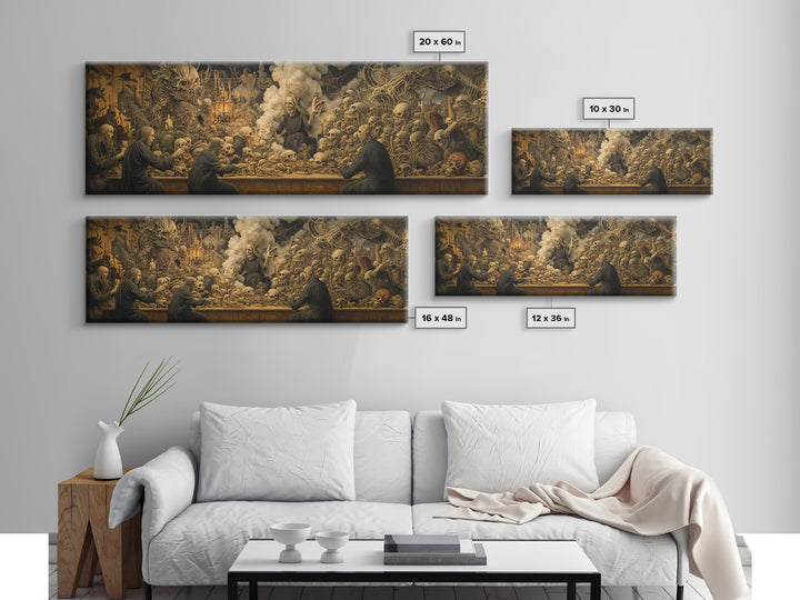 The Necromancer Queen, Medieval Grotesque Art, Extra Wide Wall Art, Gothic Horror Wall Art, Canvas Print, Halloween Wall Art
