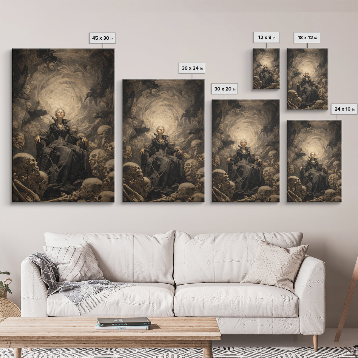 The Necromancer Queen, Gothic Nightmare Art, Vertical Wall Art, Dark Halloween Decor, Canvas Print, Halloween Wall Art
