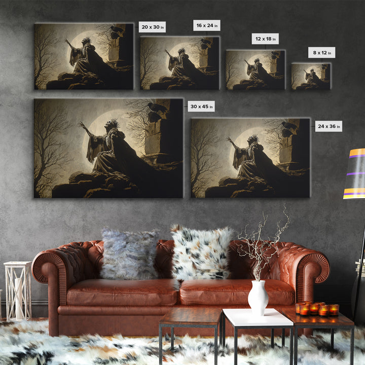 The Necromancer Queen, Romantic Gothic Landscape, Landscape Wall Art, Dark Halloween Decor, Canvas Print, Halloween Wall Art