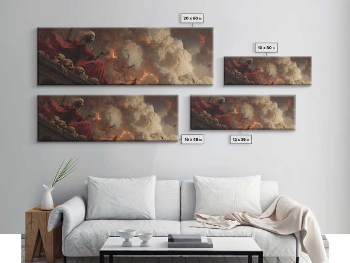 The Necromancer Queen, Apocalyptic Romantic Art, Extra Wide Wall Art, Macabre Wall Art, Canvas Print, Halloween Wall Art