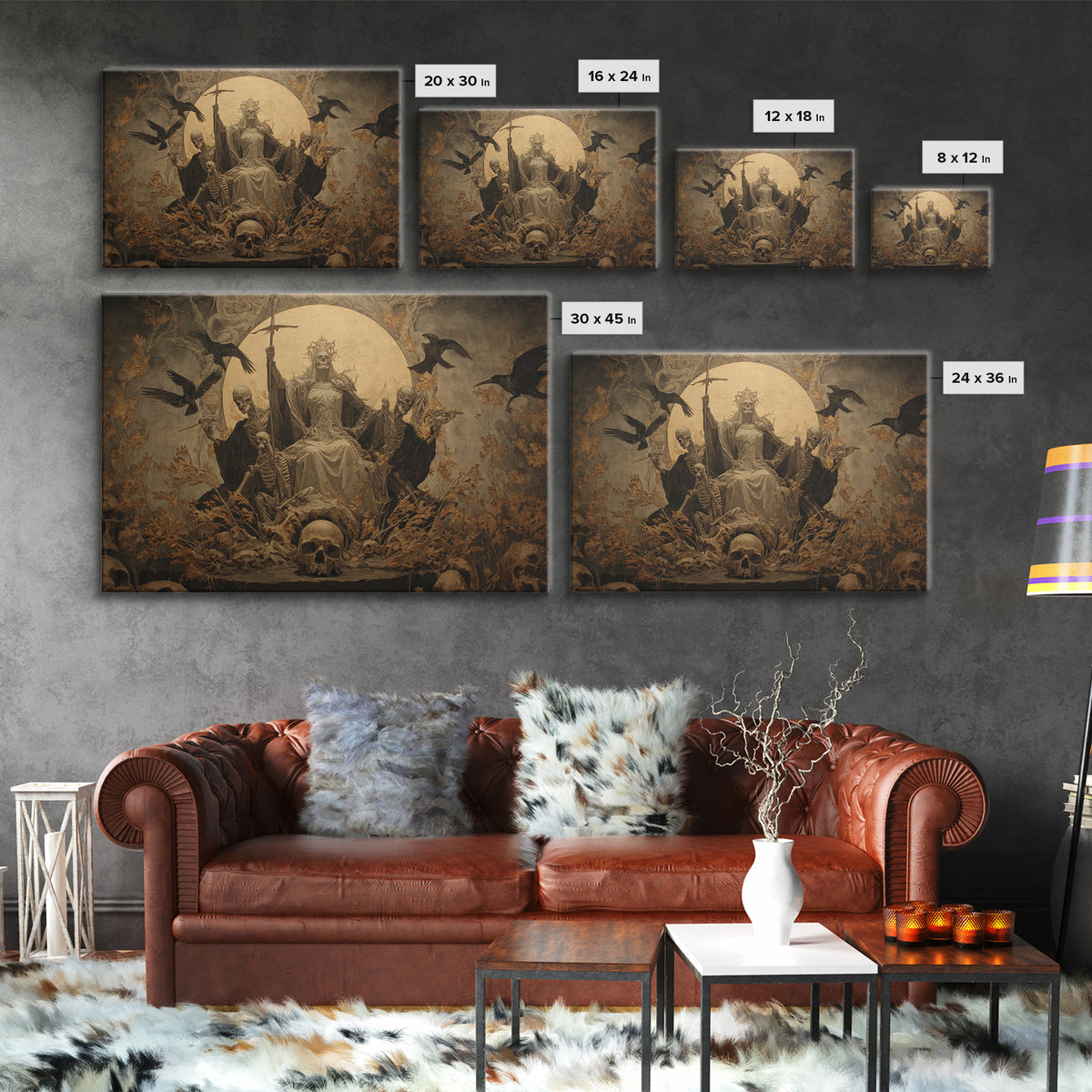 The Necromancer Queen, Symbolist Gothic Landscape, Landscape Wall Art, Dark Halloween Decor, Framed Canvas Print, Halloween Wall Art