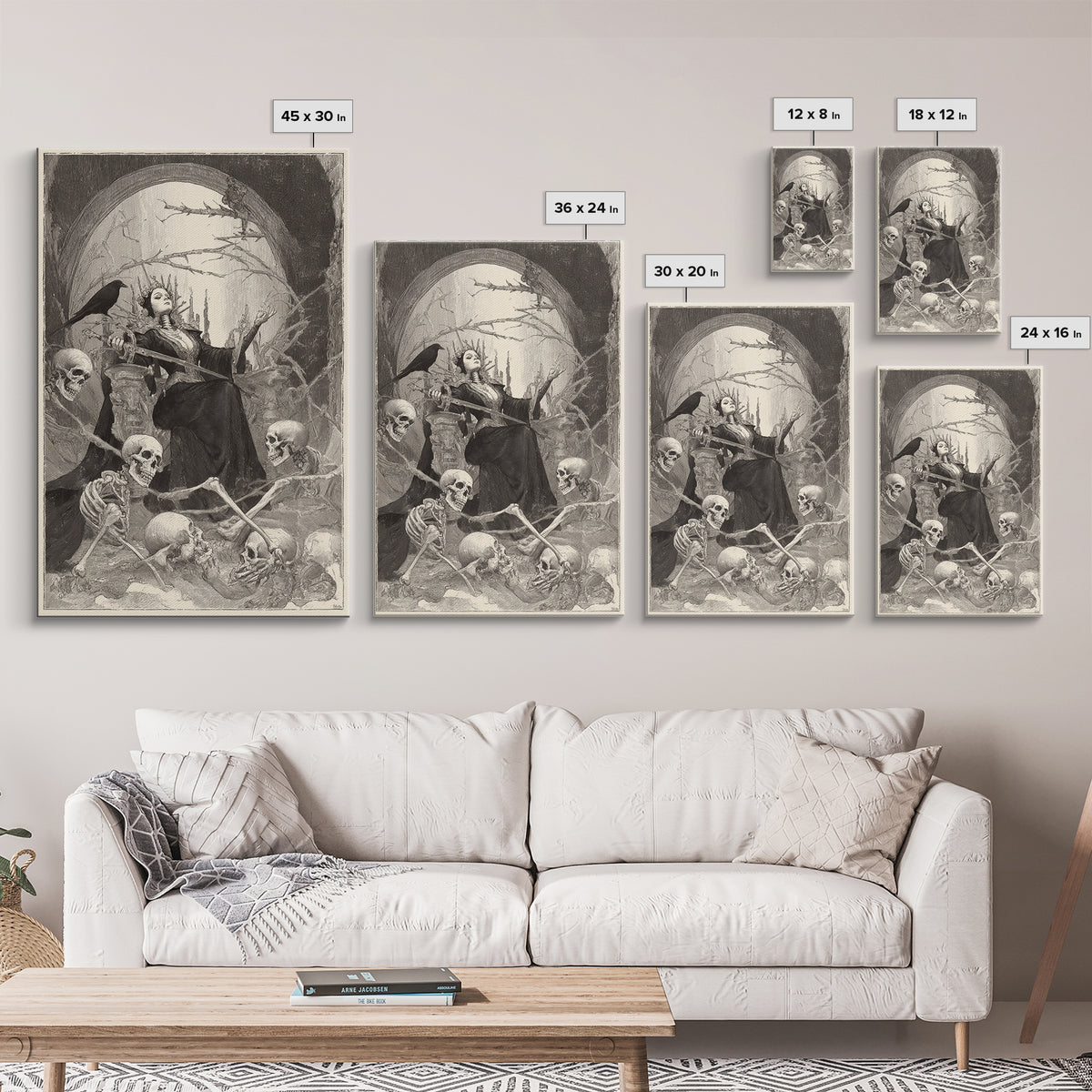 The Necromancer Queen, Decadent Gothic Art, Vertical Wall Art, Gothic Horror Wall Art, Canvas Print, Halloween Wall Art