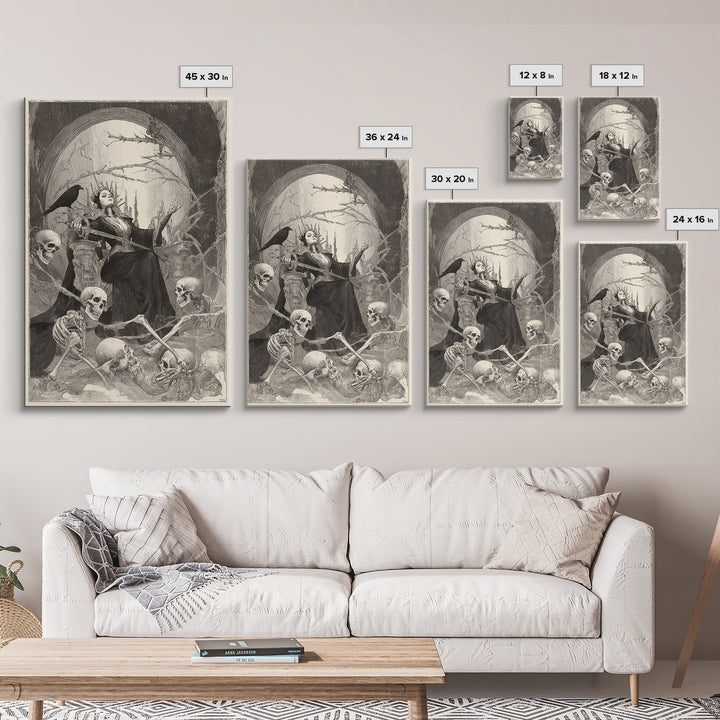 The Necromancer Queen, Decadent Gothic Art, Vertical Wall Art, Gothic Horror Wall Art, Canvas Print, Halloween Wall Art