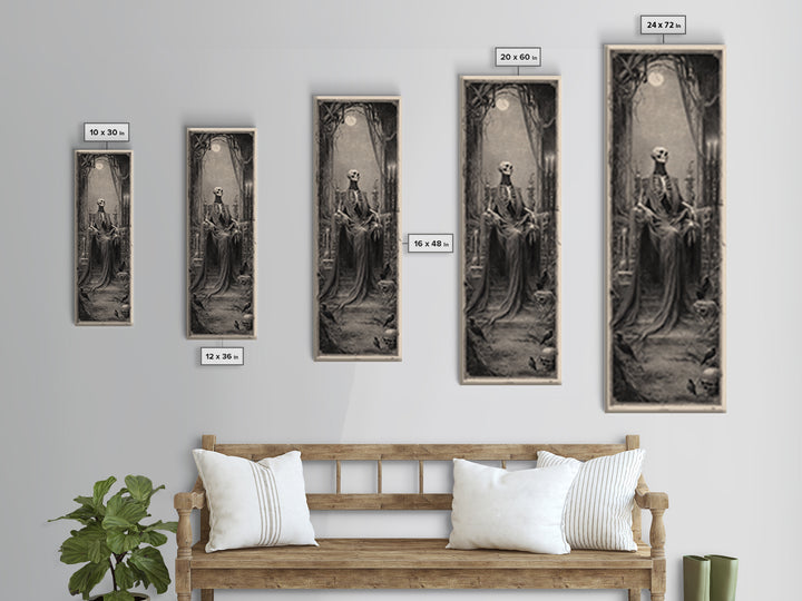 The Necromancer Queen, Surreal Apocalyptic Art, Tall Narrow Wall Art, Macabre Wall Art, Framed Canvas Print, Halloween Wall Art