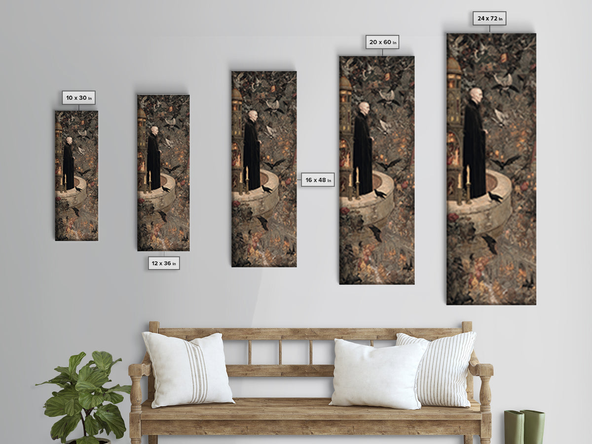 The Bat Prince, Medieval Grotesque Art, Tall Narrow Wall Art, Dark Fantasy Wall Art, Canvas Print, Halloween Wall Art